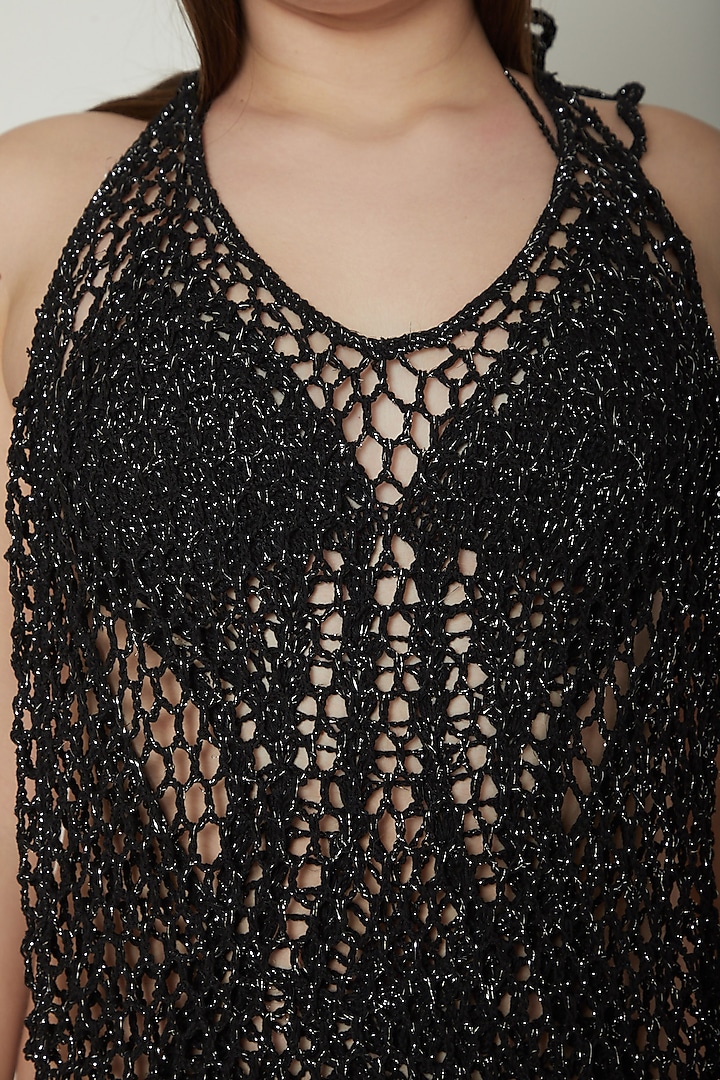 Black Metallic Crochet Cover-Up by SALT SKIN at Pernia's Pop Up Shop