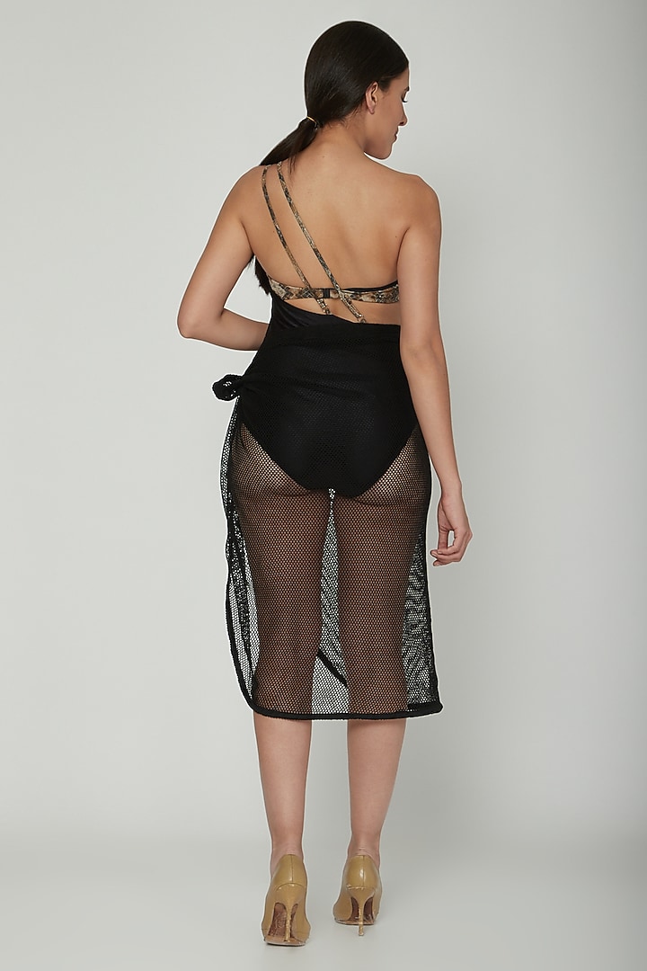 Black Metallic Crochet Wrap Cover-Up by SALT SKIN at Pernia's Pop Up Shop