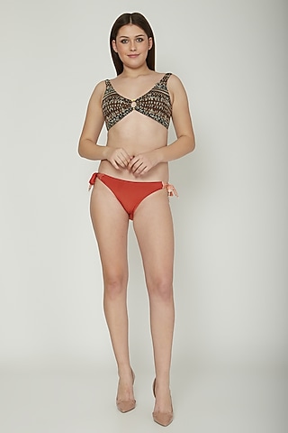 Brown Tribal Printed Bikini Set by SALT SKIN