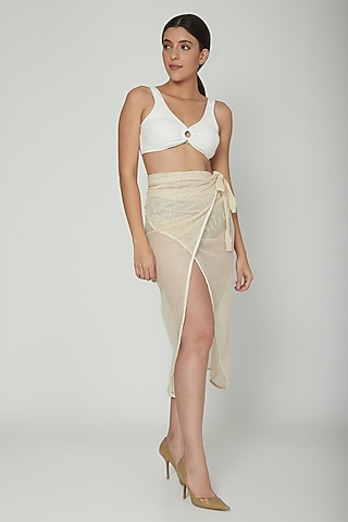 Nude Crochet Wrap Cover-Up Skirt by SALT SKIN
