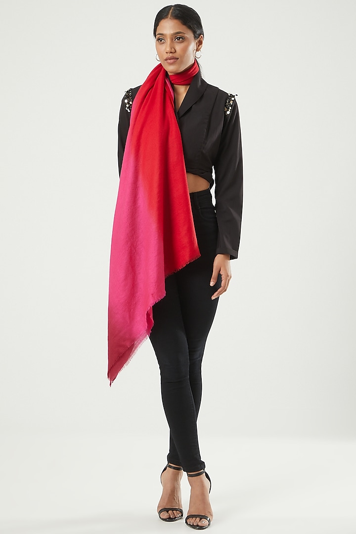 Red & Pink Cashmere Ombre Stole by Kstory