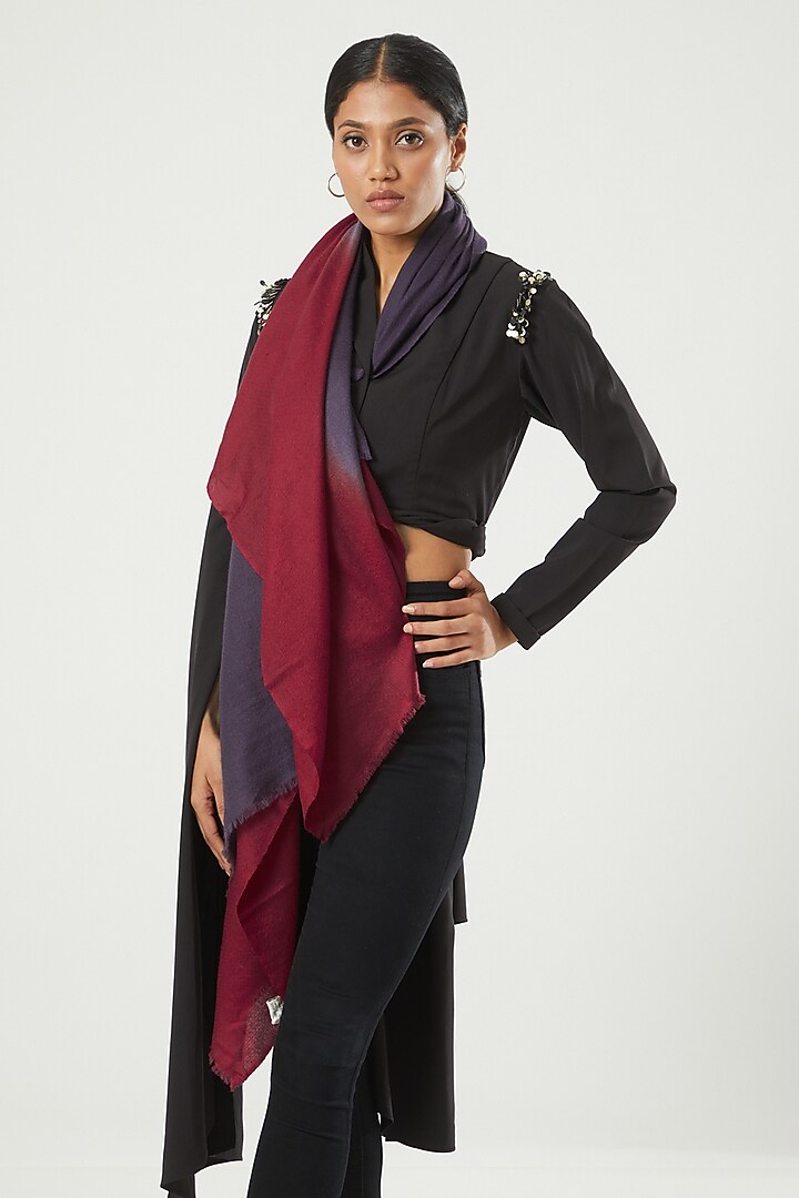 Purple & Maroon Cashmere Stole by Kstory at Pernia's Pop Up Shop