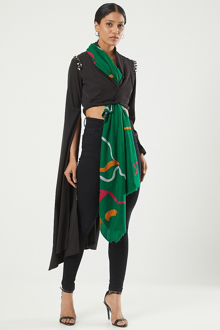 Green Merino Wool Stole by Kstory at Pernia's Pop Up Shop