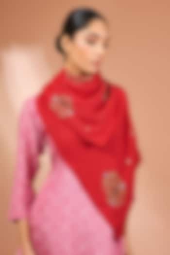 Red Merino Wool Scarf by Kstory at Pernia's Pop Up Shop