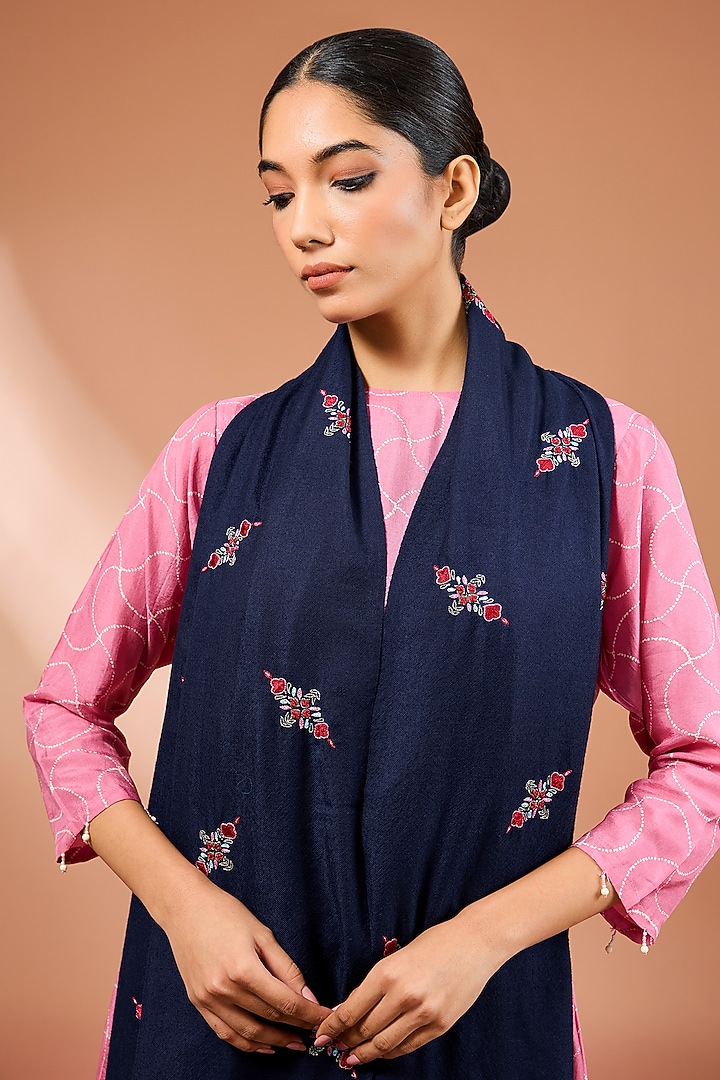 Blue Cashmere Motif Handwork Scarf by Kstory at Pernia's Pop Up Shop