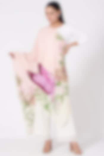 Pink & Cream Hand Embroidered Stole by Kstory at Pernia's Pop Up Shop