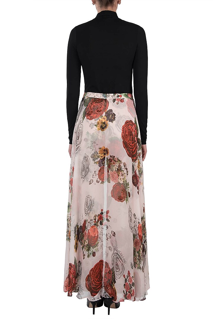 White printed rose flared pants by Kashmiraa at Pernia's Pop Up Shop