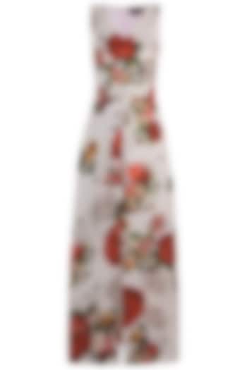 White printed rose jumpsuit by Kashmiraa at Pernia's Pop Up Shop
