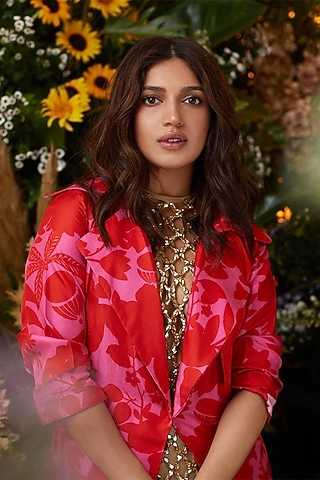 Pink Floral Printed Jacket by Kshitij Jalori