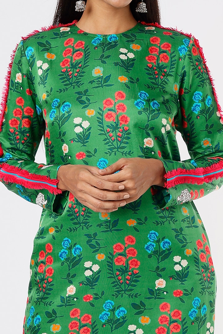 Dark Green Printed Kurta Set by Kshitij Jalori at Pernia's Pop Up Shop