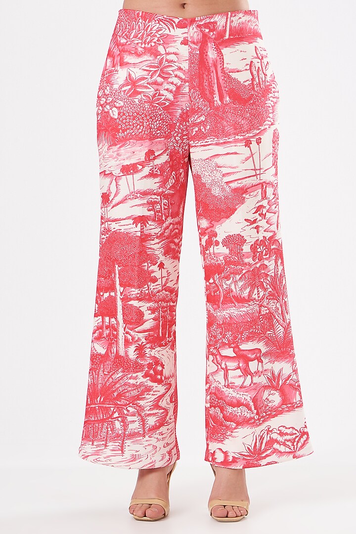 Ruby Pink Printed One-Shoulder Kurta Set by Kshitij Jalori at Pernia's Pop Up Shop