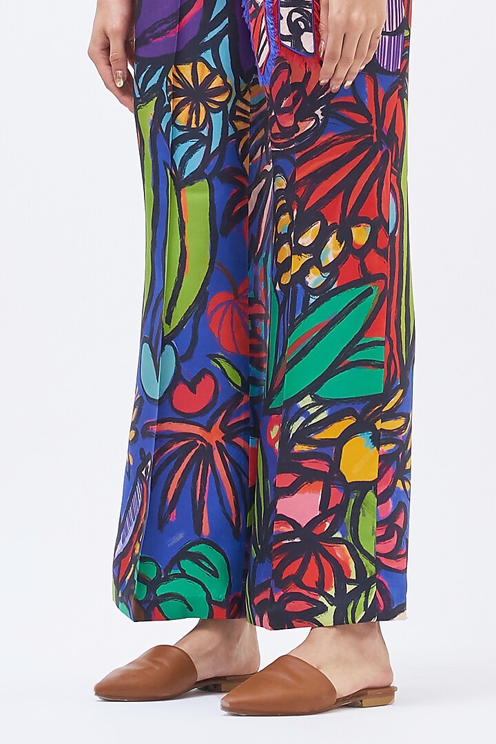 Multi-Colored Silk Twill Printed Pant Suit Set by Kshitij Jalori at Pernia's Pop Up Shop
