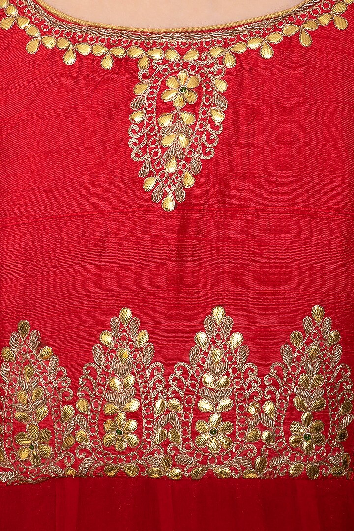 Red embroidered Wedding Anarkali set by RANA'S by Kshitija at Pernia's Pop Up Shop