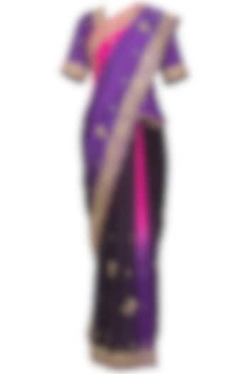 Purple embroidered saree set by RANA'S by Kshitija