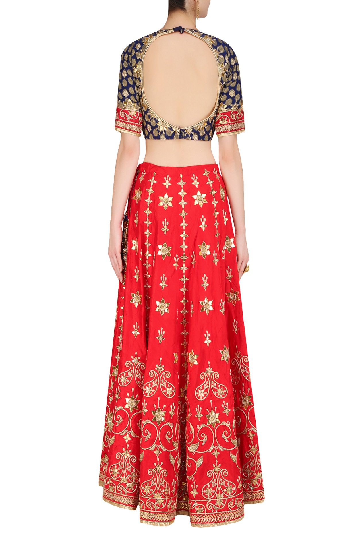 Leheriya Tussar silk Lehenga with Gota Patti, Zardozi work. – Zari Jaipur