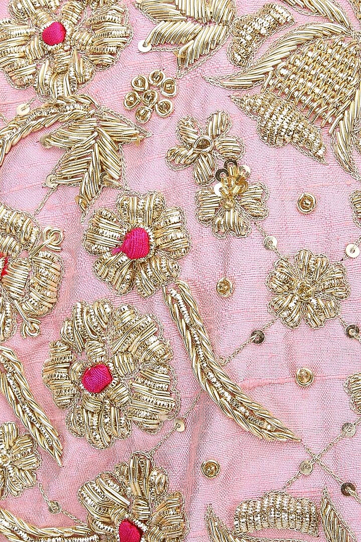 Magenta asymmetrical zardozi embroidered dress available only at Pernia's Pop Up Shop.