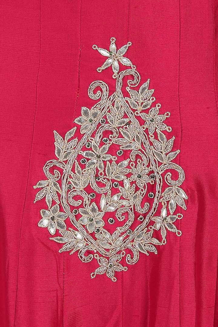 Red gota embroidered lehenga set available only at Pernia's Pop Up Shop.