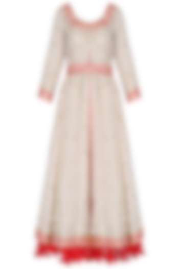 Beige gota patti work anarkali and red dupatta setavailable only at Pernia's Pop Up Shop.