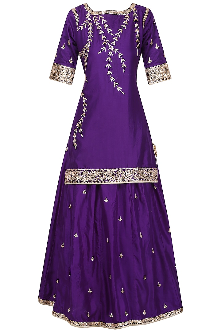Purple embroidered kurta with lehenga set available only at Pernia's Pop Up Shop.