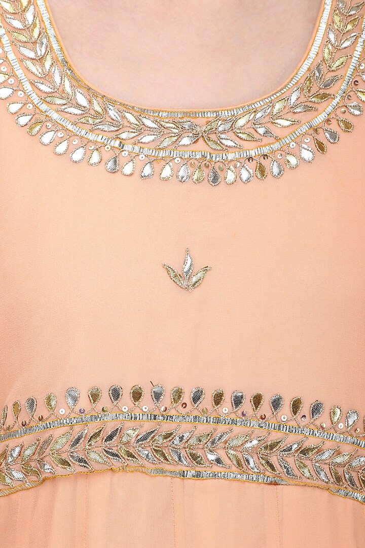 Peach gota patti embroidered anarkali gown set available only at Pernia's Pop Up Shop.