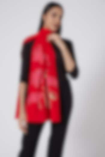 Red Hand Embroidered Stole by Kstory