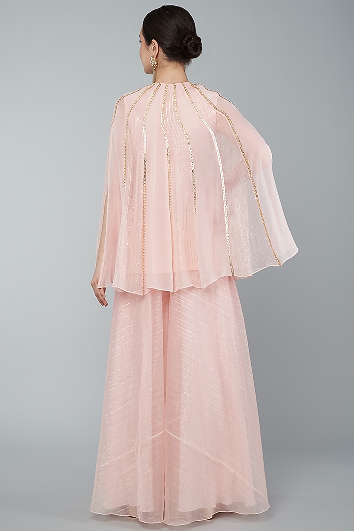 Blush Pink Organza Wedding Sharara Set by Keith Gomes at Pernia's Pop Up Shop