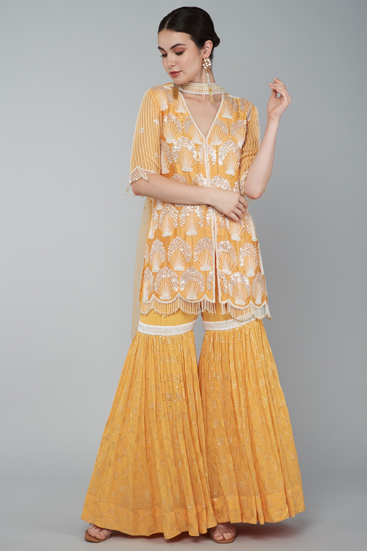 Orange Georgette Gharara Set