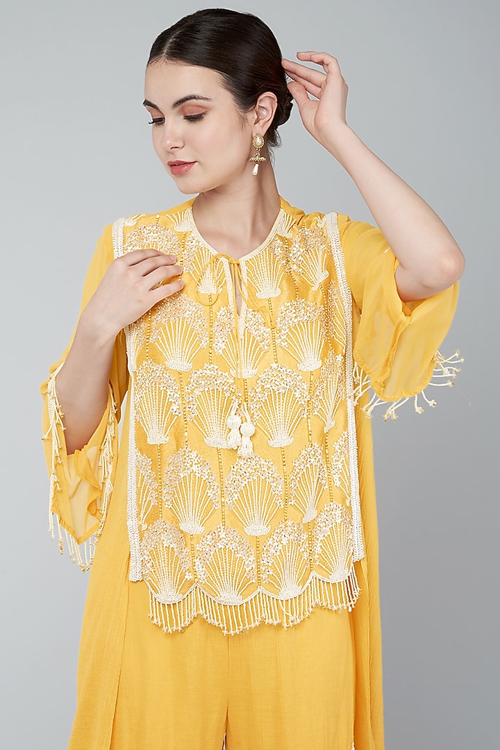 Orange Ombre Cotton Crush Embroidered Gharara Set by Keith Gomes at Pernia's Pop Up Shop