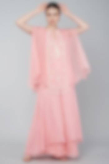 Blush Pink Georgette Embroidered Tunic Set by Keith Gomes at Pernia's Pop Up Shop