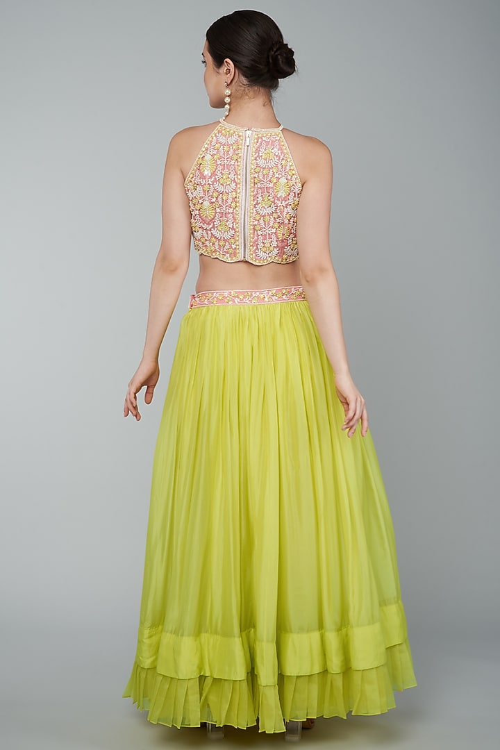 Yellow Georgette Skirt Set by Keith Gomes at Pernia's Pop Up Shop