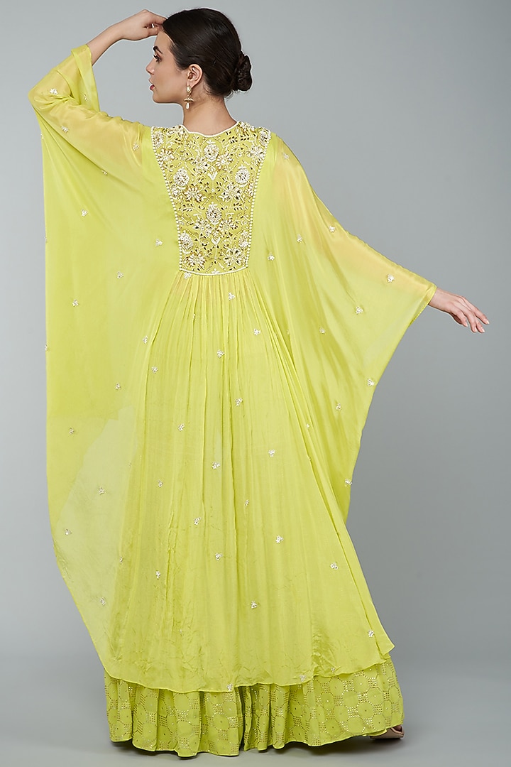 Yellow Chiifon Crepe Gharara Set by Keith Gomes at Pernia's Pop Up Shop