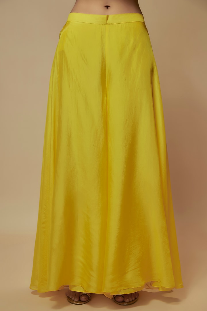 Yellow Silk Organza Cutdana Embroidered Tunic Set by Keith Gomes at Pernia's Pop Up Shop
