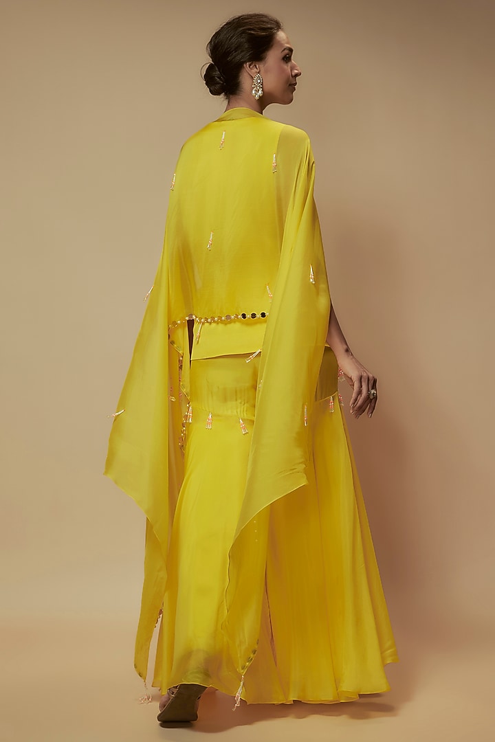 Yellow Silk Organza Gharara Set by Keith Gomes at Pernia's Pop Up Shop