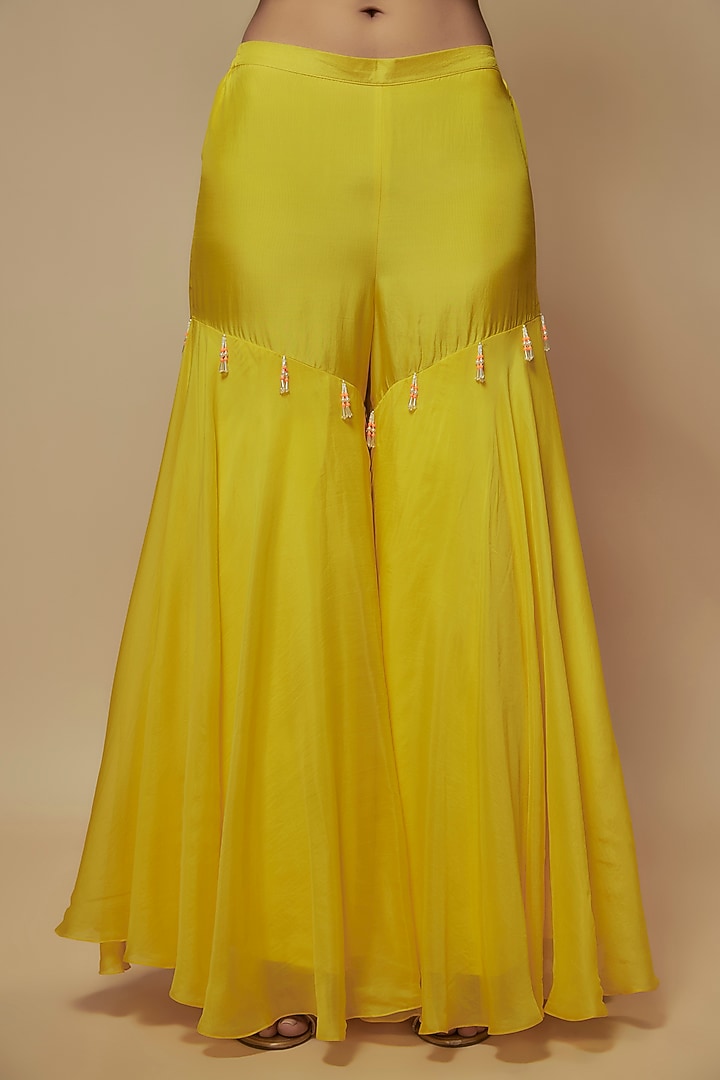 Yellow Silk Organza Gharara Set by Keith Gomes at Pernia's Pop Up Shop