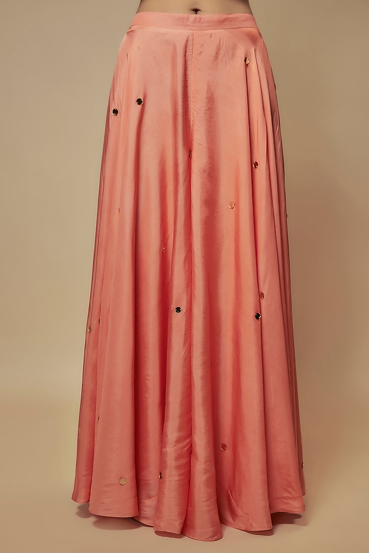 Peach Silk Mirror Embroidered Tunic Set by Keith Gomes at Pernia's Pop Up Shop