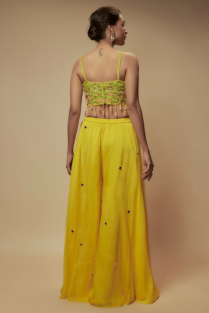 Green Silk Organza Wedding Sharara Set by Keith Gomes at Pernia's Pop Up Shop