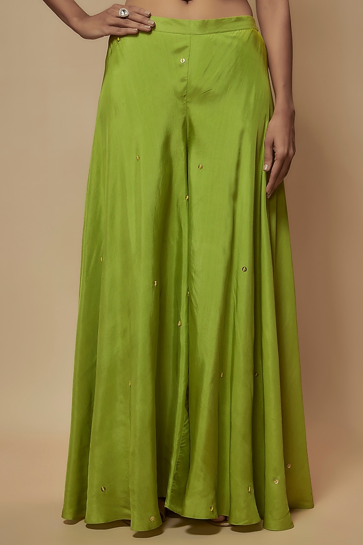 Green Silk Bead Embroidered Tunic Set by Keith Gomes at Pernia's Pop Up Shop