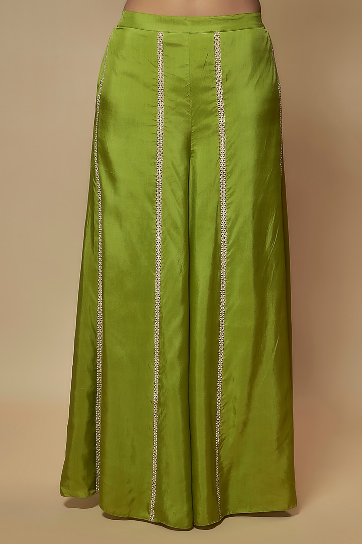 Green Silk Zardosi Embroidered Tunic Set by Keith Gomes at Pernia's Pop Up Shop