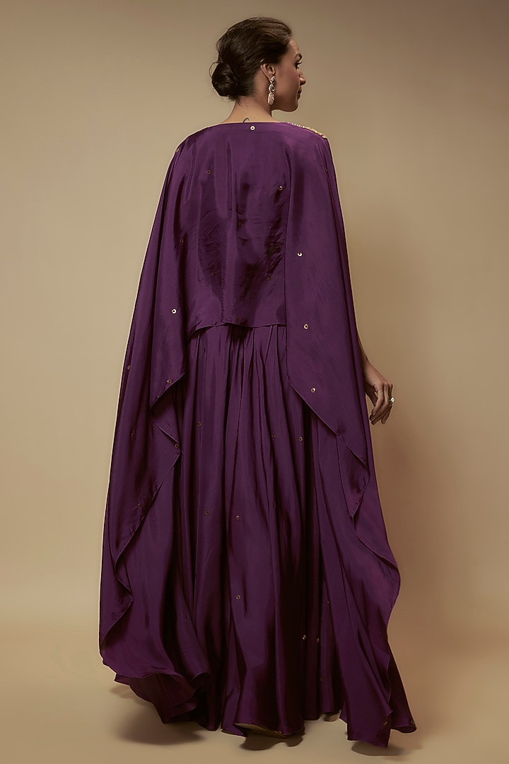 Purple Silk Cutdana Embroidered Tunic Set by Keith Gomes at Pernia's Pop Up Shop