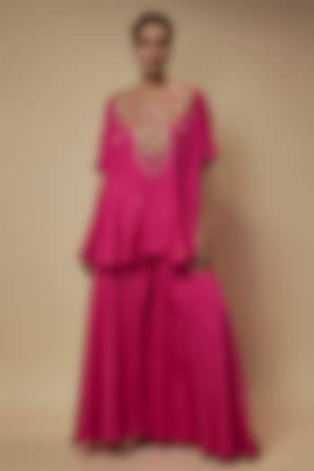Pink Silk Cutdana Embroidered Tunic Set by Keith Gomes