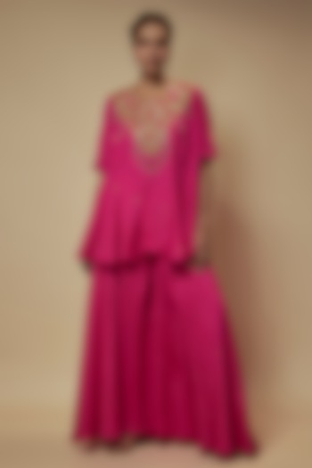 Pink Silk Cutdana Embroidered Tunic Set by Keith Gomes
