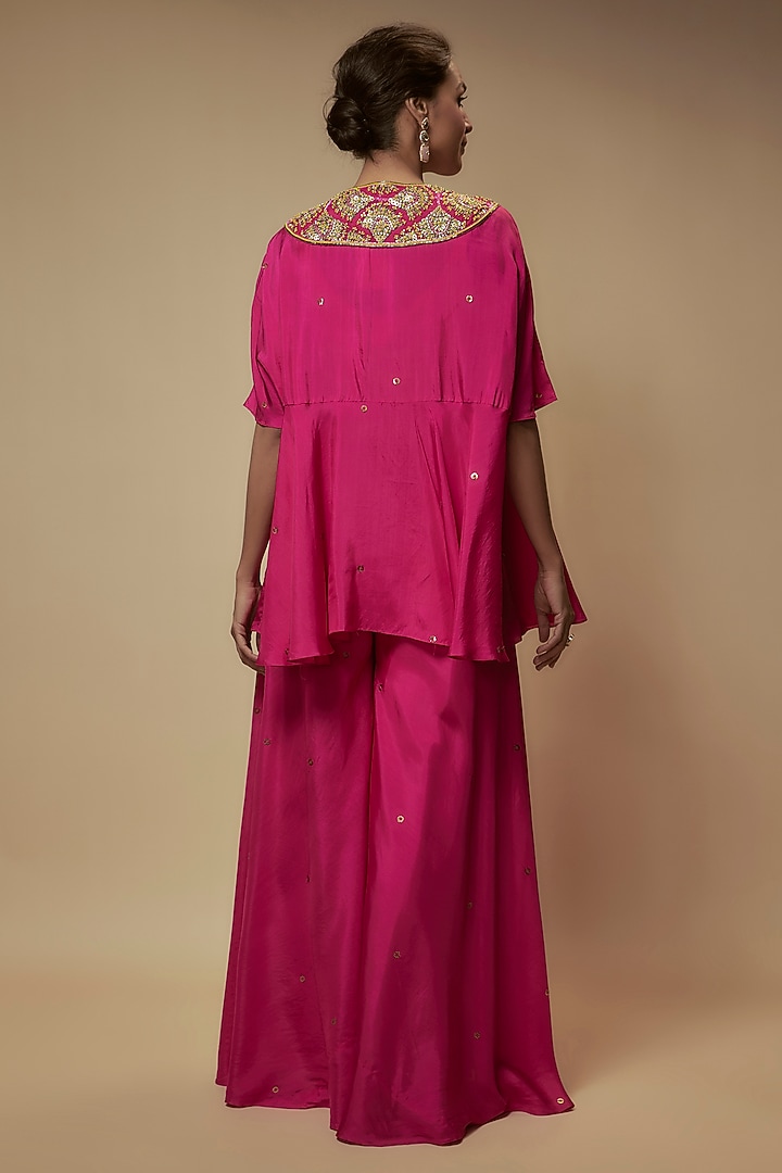 Pink Silk Cutdana Embroidered Tunic Set by Keith Gomes at Pernia's Pop Up Shop