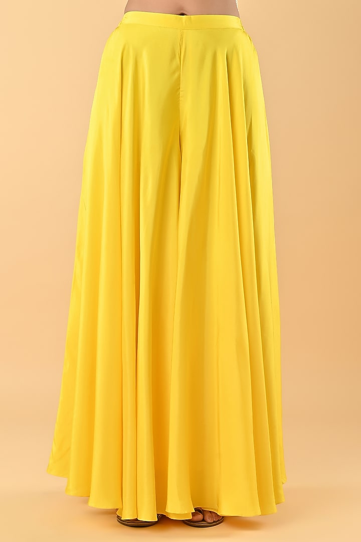 Yellow Silk Organza Glass Bead Embroidered Tunic Set by Keith Gomes at Pernia's Pop Up Shop