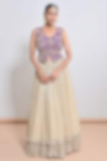 Gold Crush Chiffon Zari Skirt Set by Keith Gomes at Pernia's Pop Up Shop