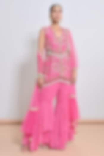Pink Georgette Gharara Set by Keith Gomes at Pernia's Pop Up Shop