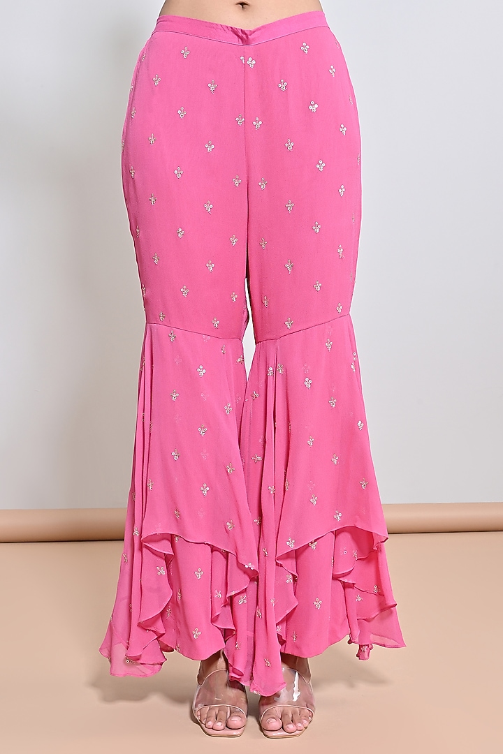 Pink Georgette Gharara Set by Keith Gomes at Pernia's Pop Up Shop