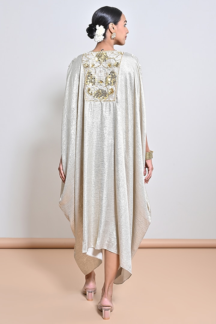 Gold Crepe Mirror Embellished Kaftan by Keith Gomes at Pernia's Pop Up Shop