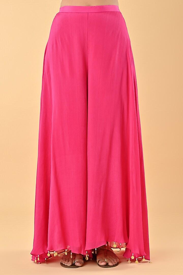 Pink Chiffon Crepe Floral Sequins Embroidered Tunic Set by Keith Gomes at Pernia's Pop Up Shop