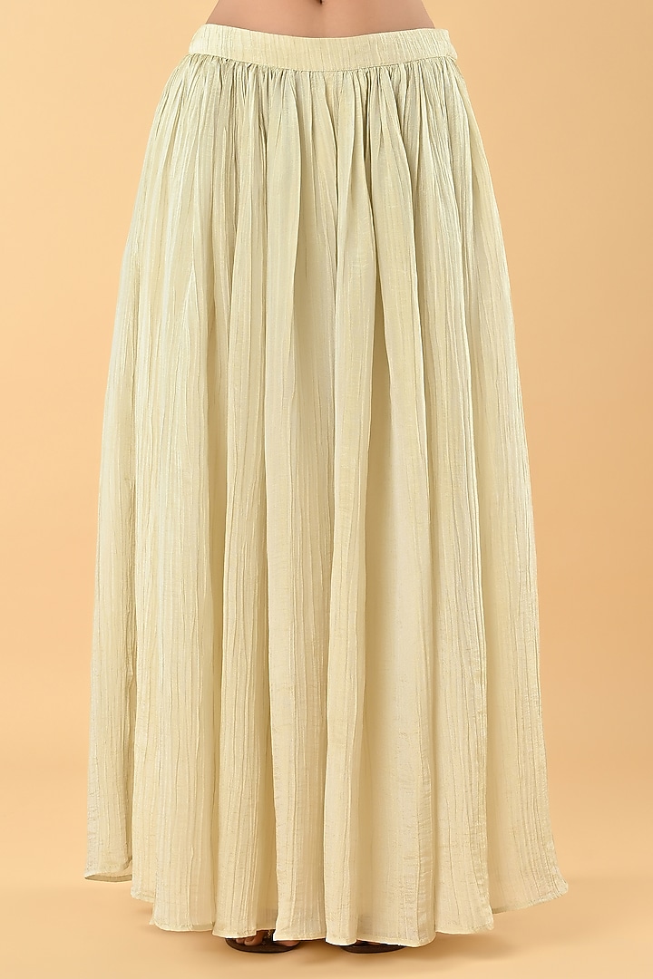 Ivory Tissue Silk Mirror Embellished Tunic Set by Keith Gomes at Pernia's Pop Up Shop