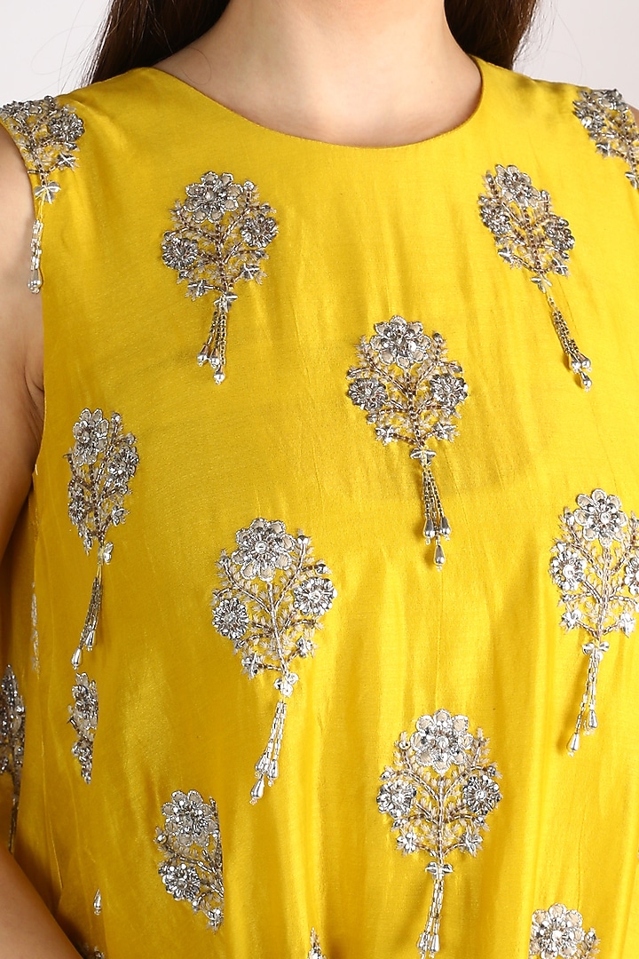 Mustard Embroidered Vacation Dress With Tassels by Keith Gomes at Pernia's Pop Up Shop